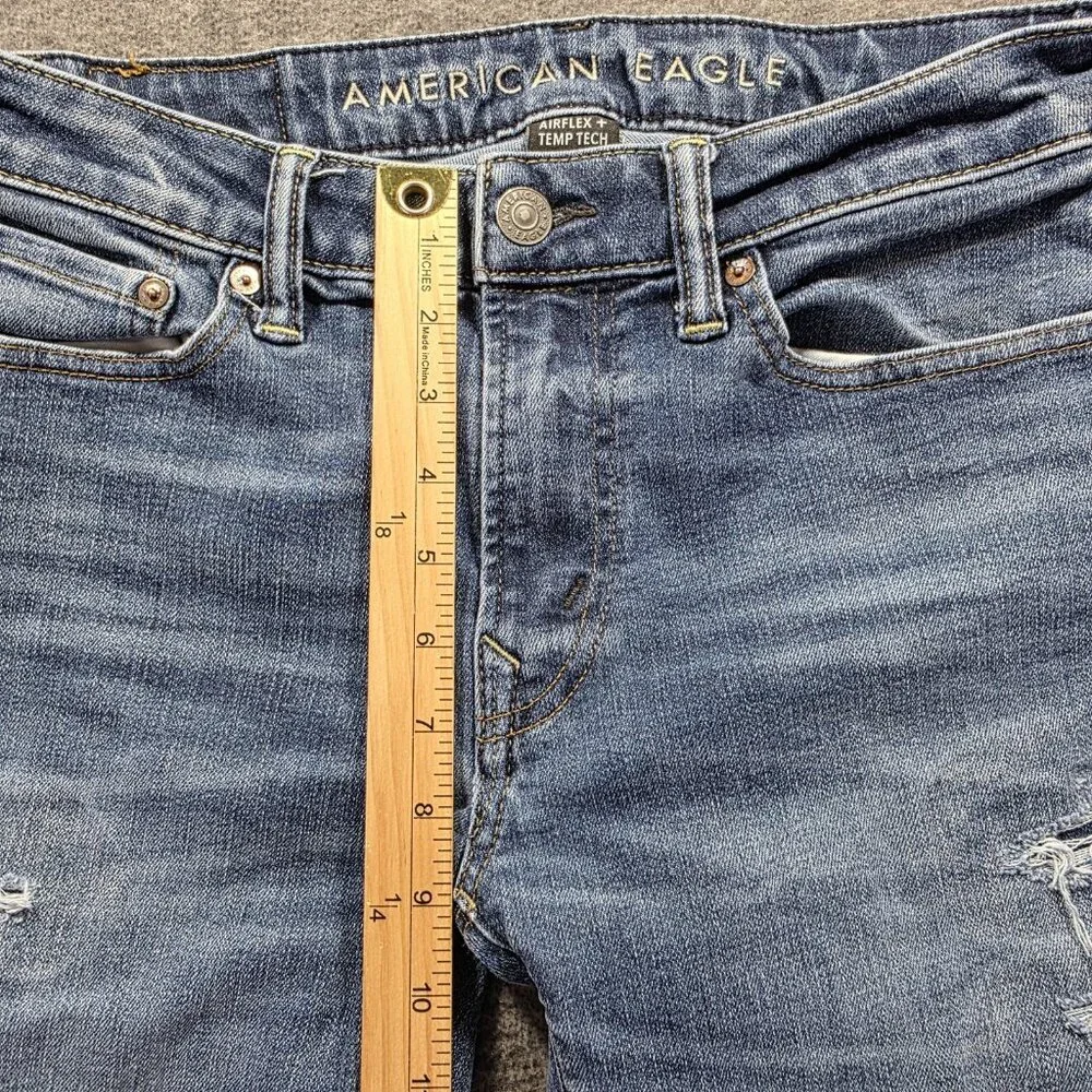 American Eagle Jeans Mens 29x32 Blue Airflex Temp Tech Athletic Skinny Ripped
